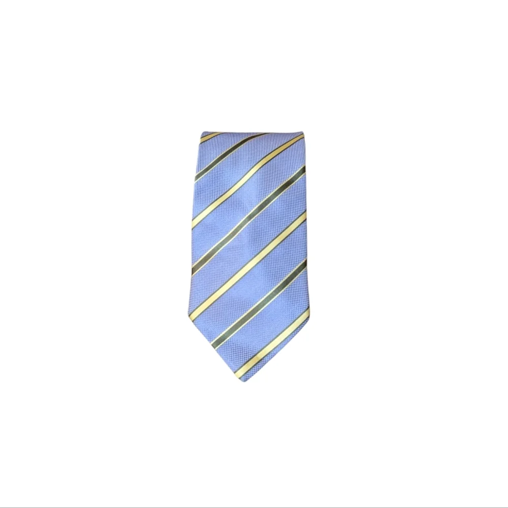 Louis Vuitton Silver Blue Yellow Green Striped Pattern Silk Tie Made in Paris - Picture 1 of 8